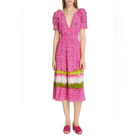 Tanya Taylor Luciana Silk MIDI Dress - Picture 2 of 10